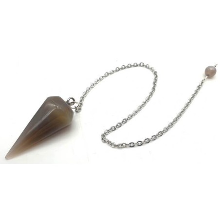 Pendule en Agate Grise Naturelle – Harmonie, Intuition & Radiesthésie