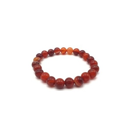 Bracelet en Cornaline Rubanée Naturelle – Énergie, Créativité & Confiance