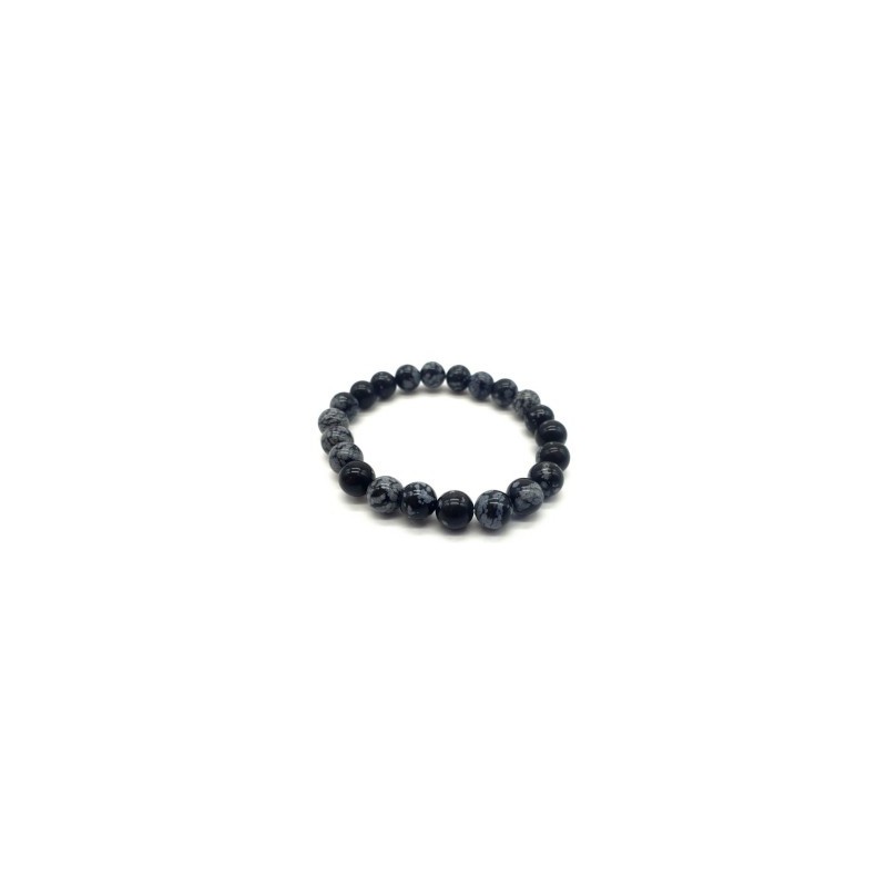 Bracelet lithothérapie obsidienne neige – Harmonie intérieure