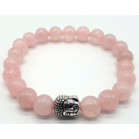 Bracelet Quartz Rose & Bouddha 08mm