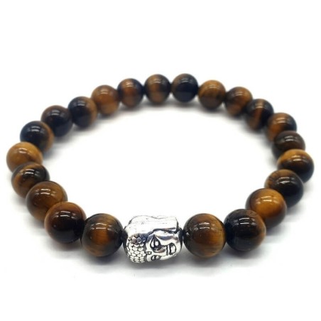 Bracelet Oeil de Tigre & Bouddha 08mm