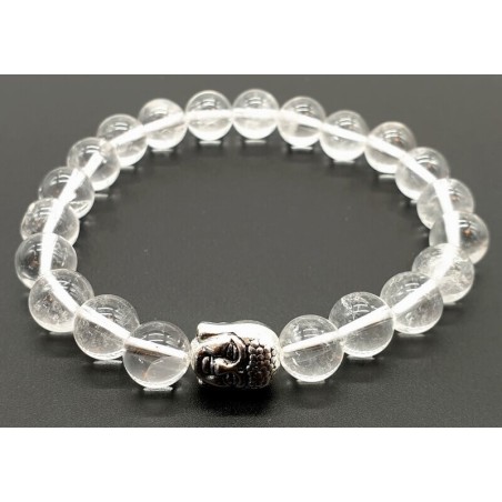 Bracelet Cristal de Roche & Bouddha 08mm